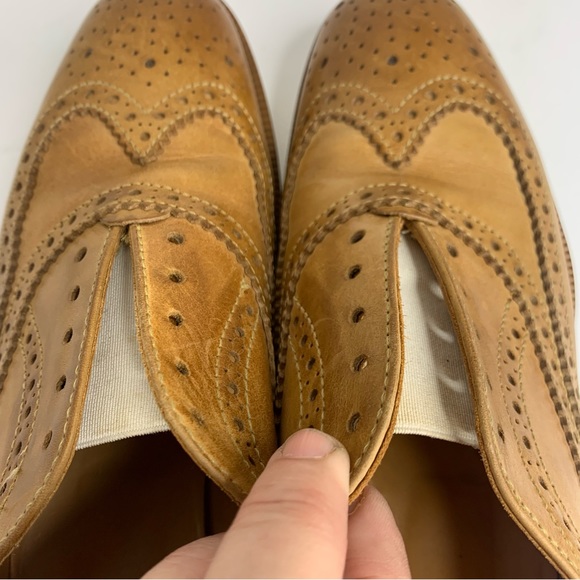 Rag & Bone Cognac Leather Brogue Slip On No Lace Wingtips Oxford Shoes 37.5 - Picture 7 of 12